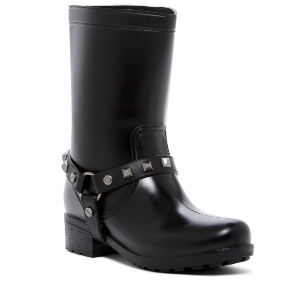 NWT Dirty Laundry Biker Style Rain Boots Black with studs size 7 new